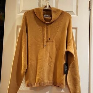 HALSTON 100% EXTRA FINE MERINO WOOL COWL NECK SWEATER  WITH A DROWSTRING NWT